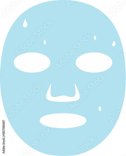 Simple flat vector illustration of a light blue facial sheet mask.