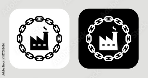 Industry Chain Icon In Black and White Glyph Style