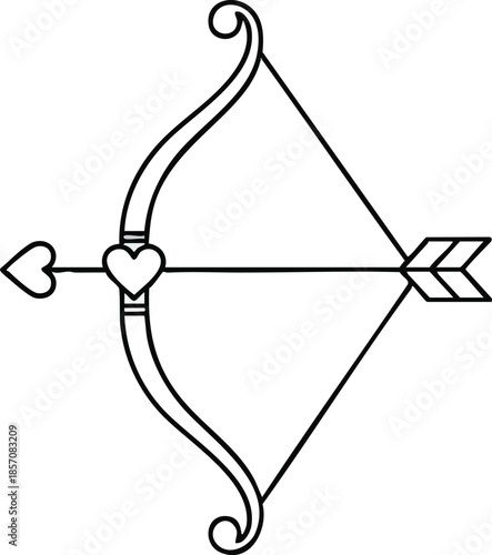Black and White Bow and Arrow Illustration.