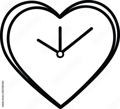 Black Heart Shaped Clock Illustration Design.