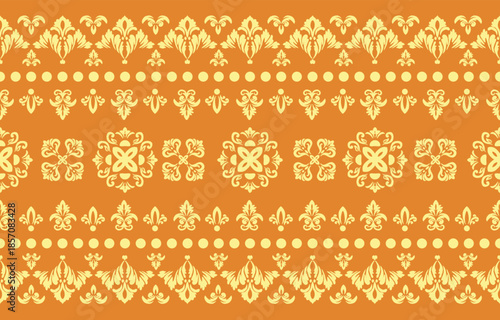 Damask pattern Colorful background. Luxurious classic ornament in baroque style. Golden ornament design for wallpaper, textiles and luxury	
