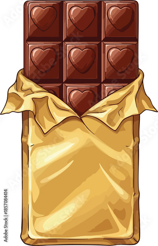 Chocolate Bar with Heart Shaped Pieces.