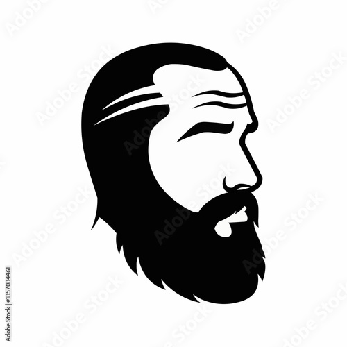 Stylized Black and White Profile of a Bearded Man.