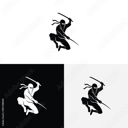 An attractive ninja logo icon design illustration