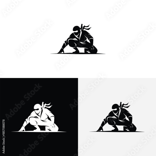 An attractive ninja logo icon design illustration