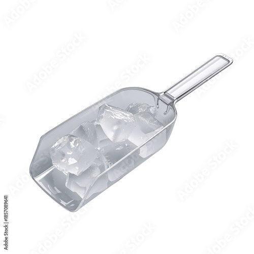 Transparent Ice Scoop with Crushed Ice Cubes