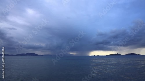 storm clouds over the sea. Turgutreis, Bodrum, Turkey.	
