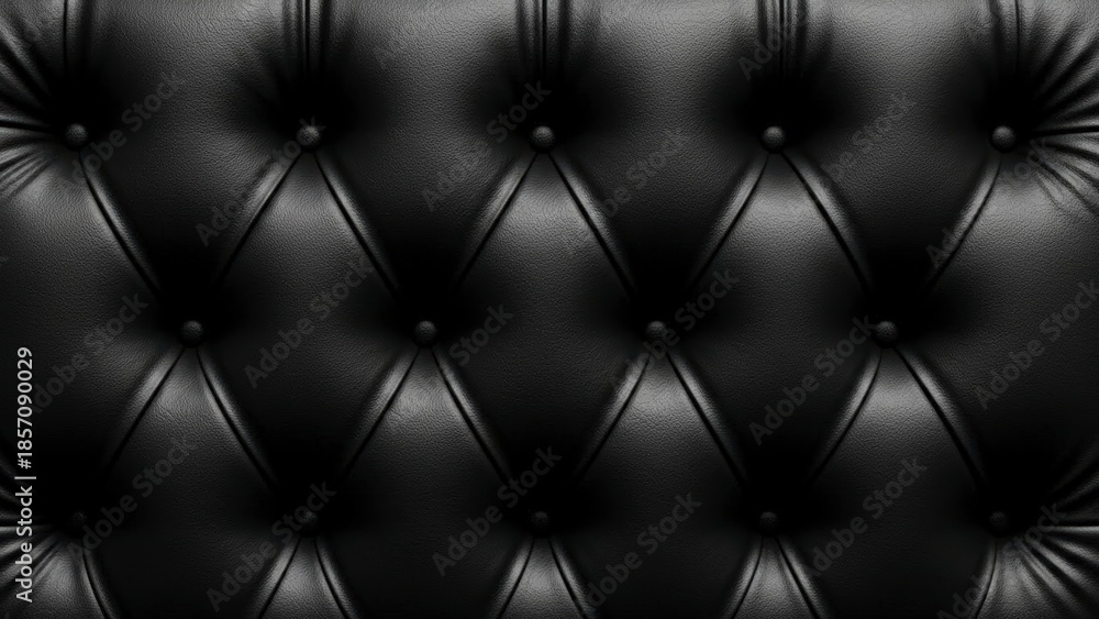 Obraz premium Elegant Black Tufted Leather Upholstery Background Texture.