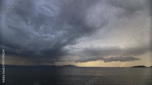 storm clouds over the sea. Turgutreis, Bodrum, Turkey.	
