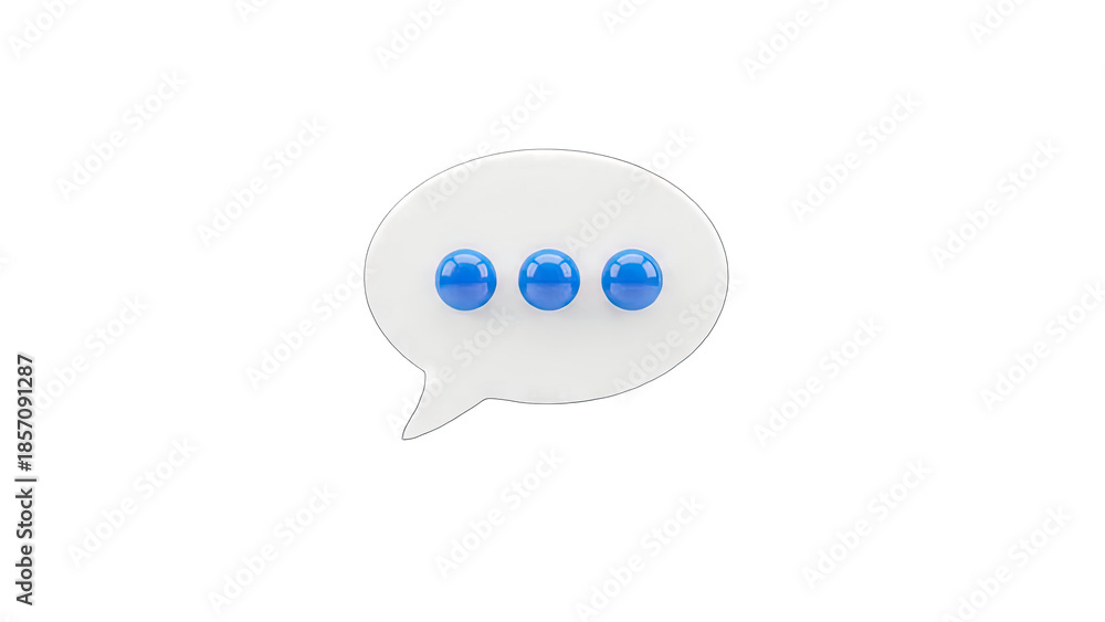 Obraz premium 3D Chat Bubble with Blue Dots on White Background