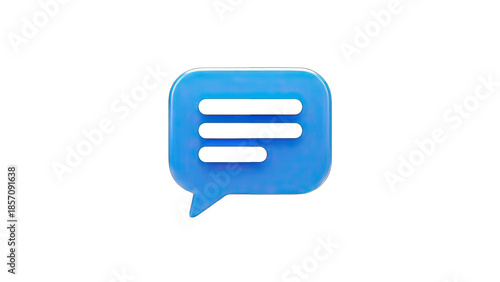 3D Blue Speech Bubble Icon on White Background