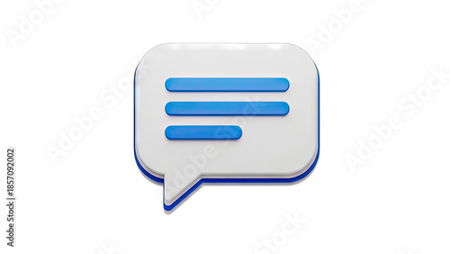 3D Chat Bubble Icon on White Background