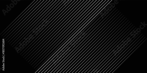 Black background with shiny diagonal lines wallpaper, Black and grey metallic abstract tech geometric linear background. vector Eps 10