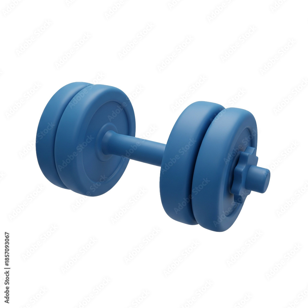 Naklejka premium Blue Dumbbell Weight Isolated on a White Background, Representing Fitness and Exercise Equipment