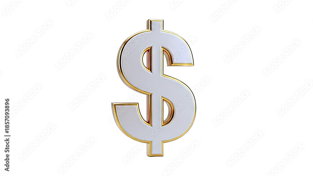 Obraz premium 3D Dollar Sign Isolated on White Background