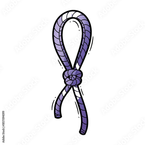 Illustration of a purple rope tied in a knot, perfect for design and representing various concepts