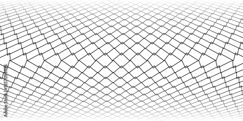 Steel wire chain link fence seamless pattern. Metal lattice with rhombus, diamond shape silhouette. Grid fence background.