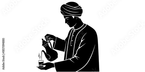 Egyptian Tea Ceremony Hospitality Vector Silhouette