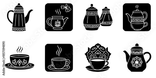 Egyptian Tea Ceremony Hospitality Vector Silhouette