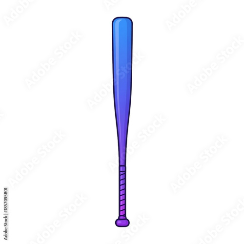 A simple, clean illustration of a baseball bat with a gradient of purple and blue, set against a white background