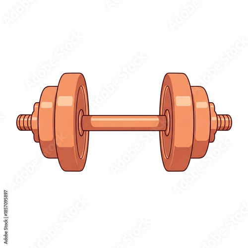 Illustration of a pair of copper-colored dumbbells, symbolizing fitness and weightlifting, perfect for health and exercise-themed content