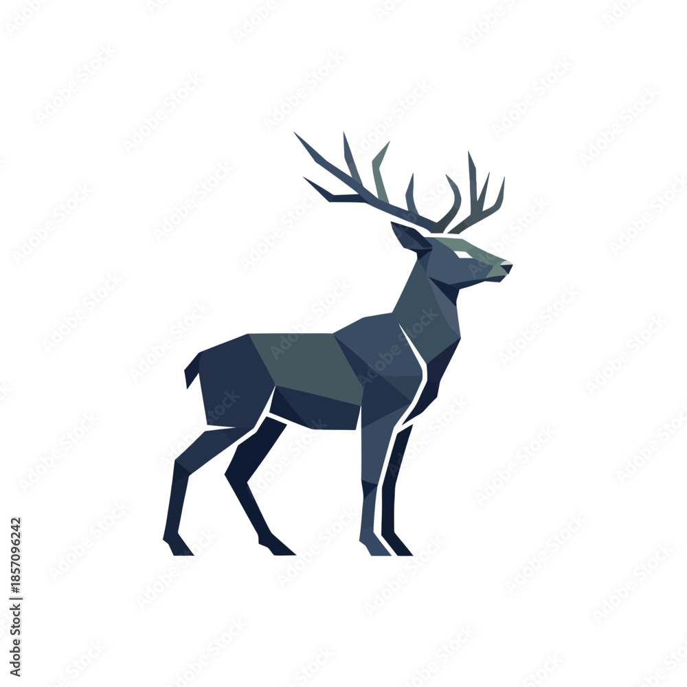 Obraz premium Geometric Deer Illustration with Majestic Antlers Standing Proudly.