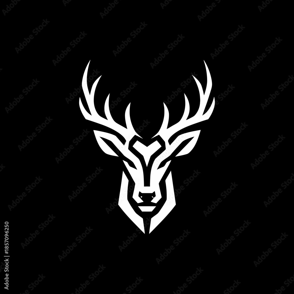 Fototapeta premium Geometric Deer Head Logo Design White On Black 1.