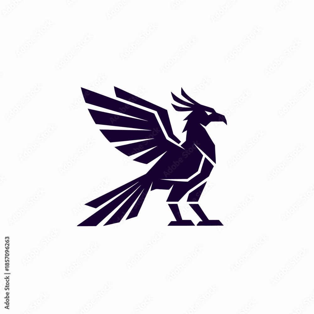 Fototapeta premium Geometric Phoenix Bird Logo Design.