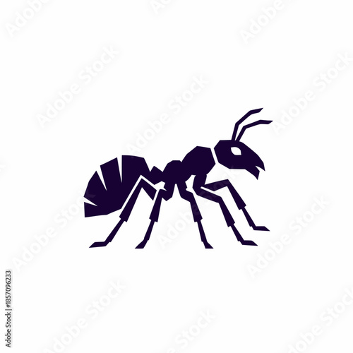 Detailed Silhouette of an Ant on a White Background.