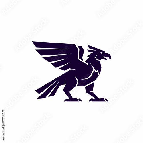 Majestic Griffin Mythical Creature Silhouette Logo Design.