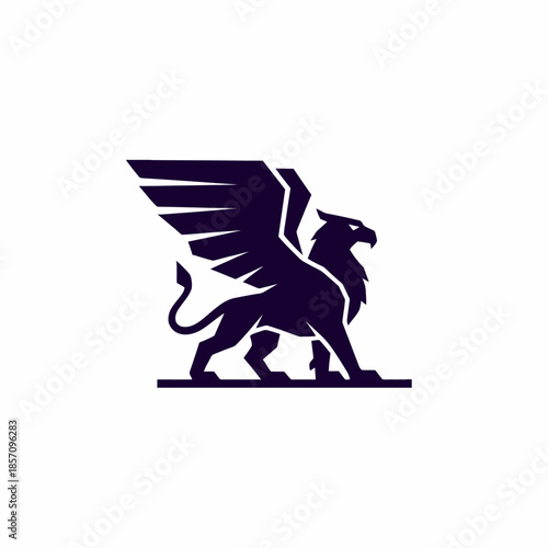 Majestic Griffin Silhouette Emblem Design.