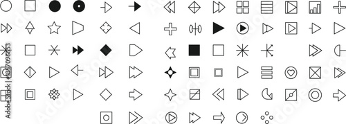 Collection of modern navigation and media control icons