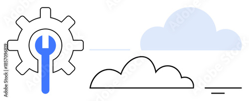 Cloud technology. Cloud symbols highlight innovation, flexibility, and scalable solutions. Cloud adoption supports maintenance, automation, and digital transformation. For IT systems, digital