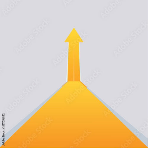 Vibrant yellow upward arrow graphic symbolizing business growth, strategic direction, and a clear path to future success and achievement in an evolving landscape