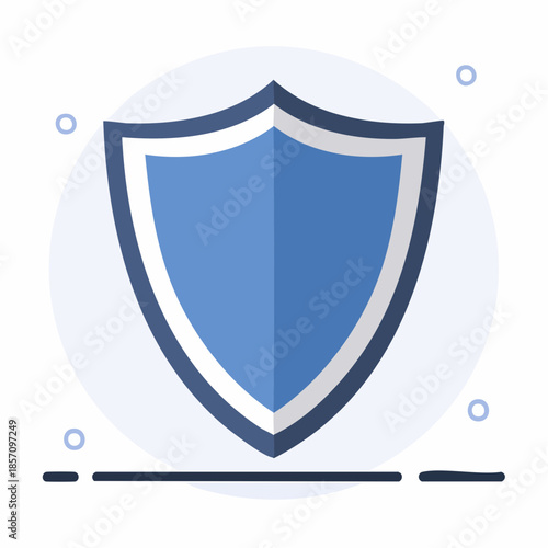 Modern flat design blue shield icon representing digital security, data protection, and online privacy. Symbol of defense, safety, and cyber protection for web and mobile applications