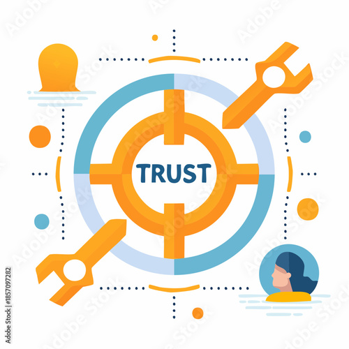 Conceptual illustration highlighting the importance of trust, dependability, and collaborative support to achieve goals and foster strong relationships in a modern business environment