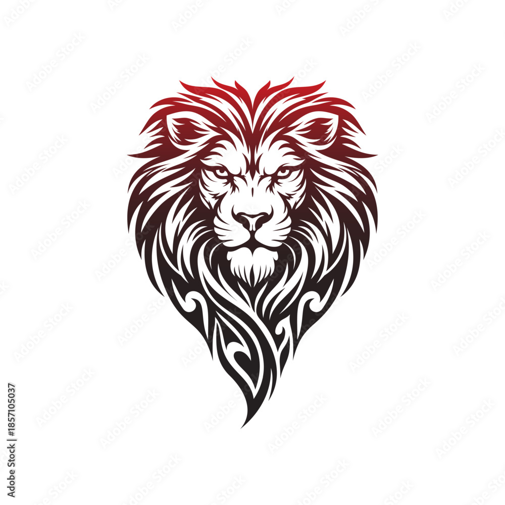 Fototapeta premium Animal Tribal Tattoo Lion design vector simple and modern
