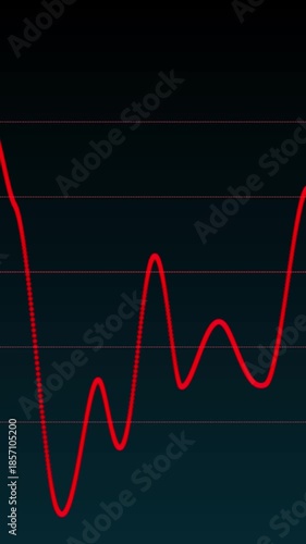 Red Line Graph on Dark Background.4k animation background