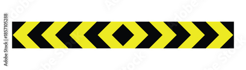 Chevron Directional Flow Icon – Black-Yellow Arrows with Central Blue Diamond – High Quality Vectorial Stock Image