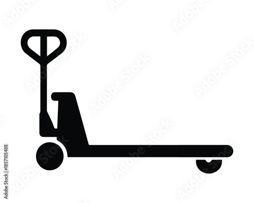 Pallet Jack Silhouette Icon – Manual Lifting Tool for Warehouses – High Quality Vectorial Stock Image