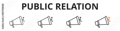 Public relation web banner icon set outline multistyle vector illustrations concept