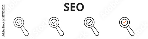 SEO web banner icon set outline multistyle vector illustrations concept