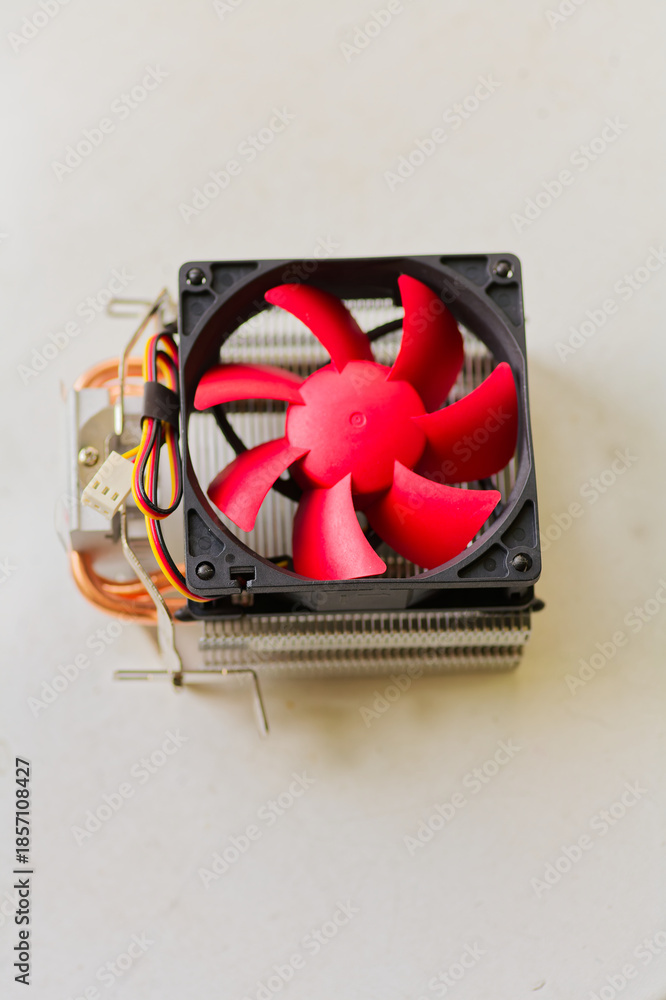 custom made wallpaper toronto digitalComputer Technology: High-Performance CPU Cooler with Red Fan Blades for Efficient Thermal Management in Modern Electronics, Close-Up
