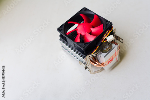 Wallpaper Mural Computer Hardware: High-Performance CPU Cooler with Red Fan and Heat Sink for Efficient Cooling Solutions in Desktop PCs, Close-Up View Torontodigital.ca