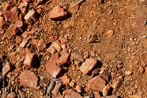 Wallpaper Mural Nature Details: Rocky Terrain with Scattered Red-Brown Stones and Earth Texture Close-Up Torontodigital.ca