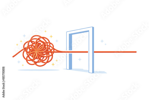 Solving problems and clearing mind concept, tangled line turning into straight path
