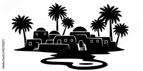 Siwa Oasis Eco-Friendly Sustainable Tourism Silhouette