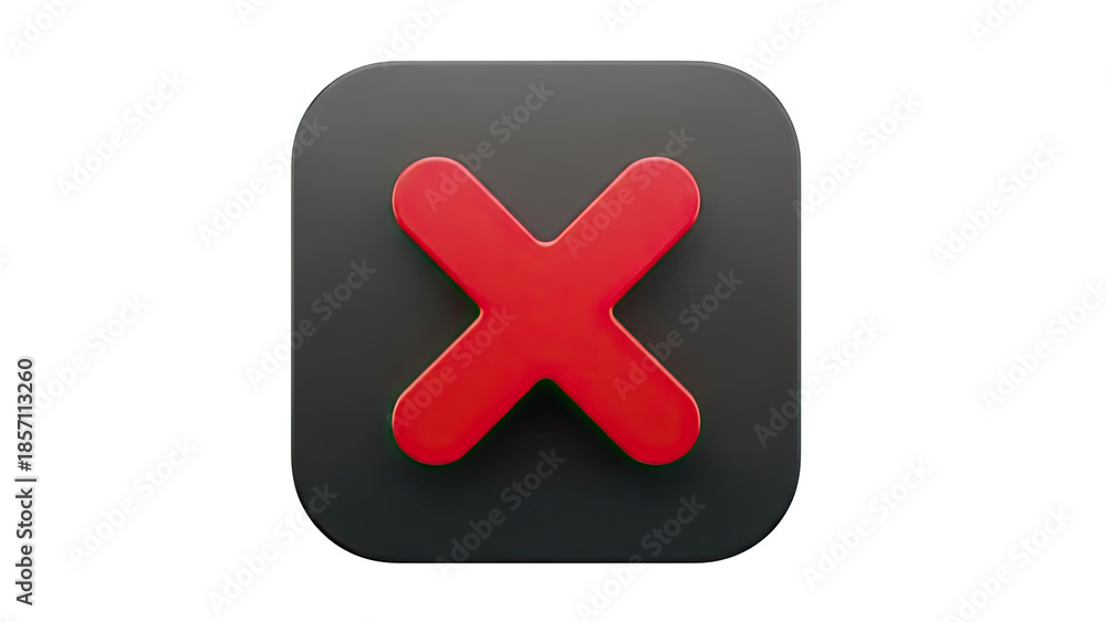 Fototapeta premium 3D Red Cross Mark Icon on transparent background