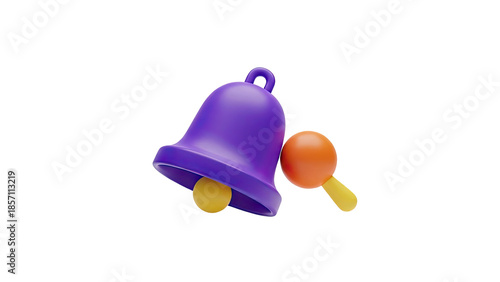 3D Notification Bell Icon with Search Symbol on transparent background