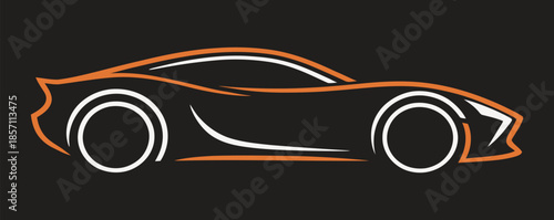 Dynamic car silhouette isolated on transparent background, isolated on white background, Vector, illustration